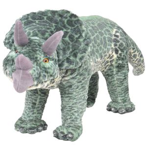 vidaXL seisev triceratops, pl&uuml;&uuml;s, roheline XXL