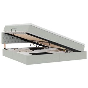 vidaXL Laos voodi madratsiga peaga Helehall 200 x 200 cm Samet