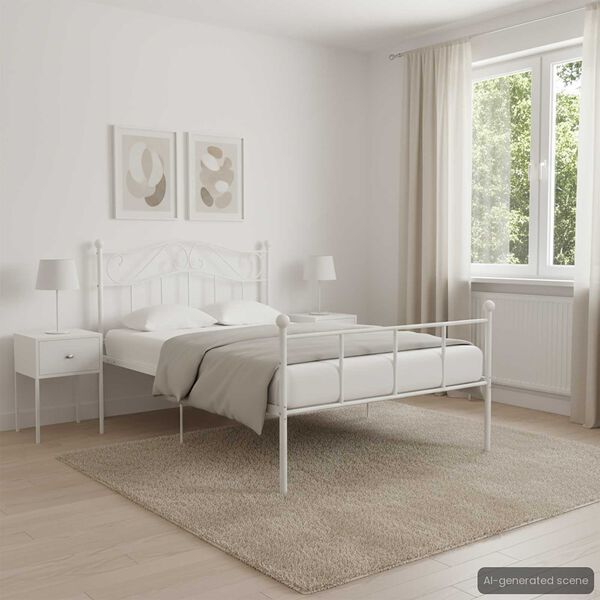 vidaXL voodiraam, valge, metall, 100 x 200 cm