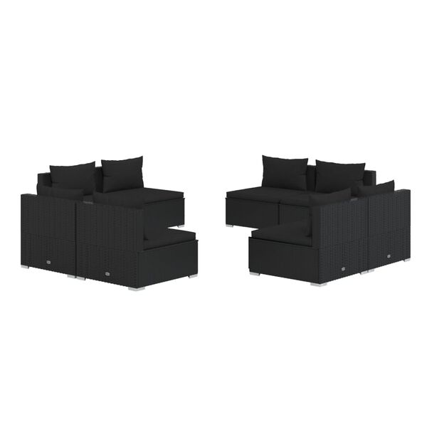 vidaXL 8-osaline aiam&ouml;&ouml;bli komplekt patjadega, must, pol&uuml;rotang