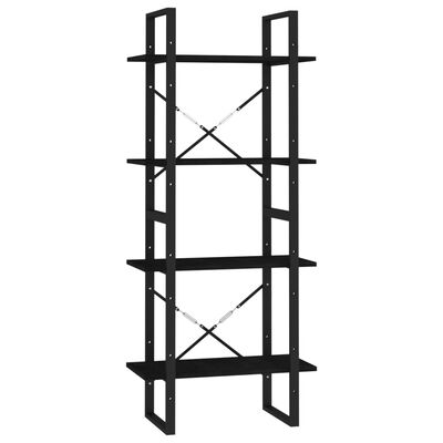 vidaXL 4-korruseline raamaturiiul, 60 x 30 x 140 cm, must, männipuit