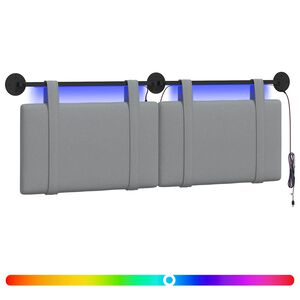 vidaXL Rippuv voodipeats LED-valgustusega Helehall kangas