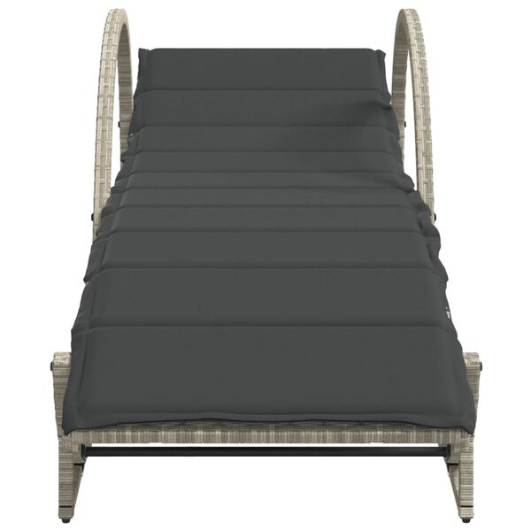 vidaXL päevitustooli koos patjadega 2 tk, helehall, polürotang