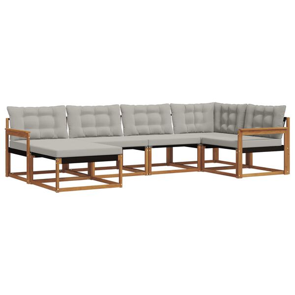 vidaXL V&auml;li diivanikomplekt padjaga 6 pcs Looduslik ja Hele Hall