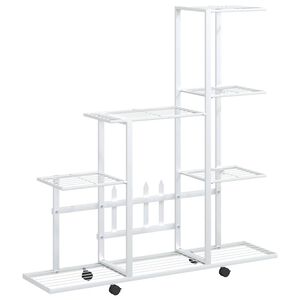 vidaXL lillealus ratastel, 94.5x25x92.5 cm, valge, metall