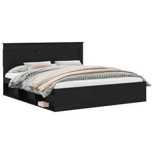 vidaXL Voodi raam peaga Must 200 x 200 cm Tahke m&auml;nd