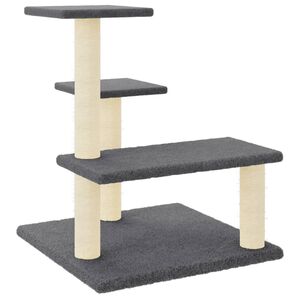 vidaXL kassimaja sisalk&ouml;itega kraapimispostidega, tumehall, 61 cm