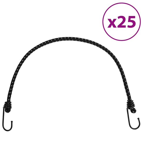 vidaXL bungee nöör helkurribade ja konksudega 25 tk, 59 cm