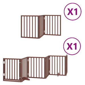 vidaXL kokkupandav koerav&auml;rav uksega, 9 paneeli, pruun 450 cm, pappel