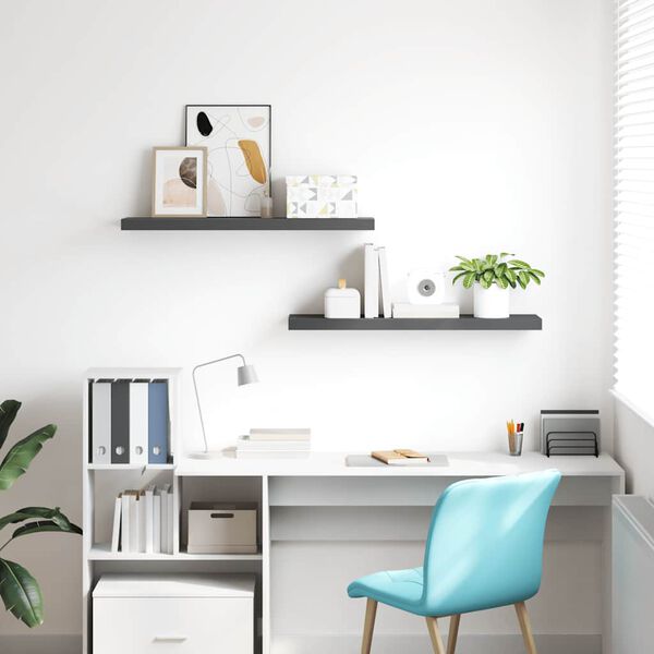 vidaXL seinariiulid, 2 tk, k&otilde;rgl&auml;ikega, hall, 90 x 23,5 x 3,8 cm MDF