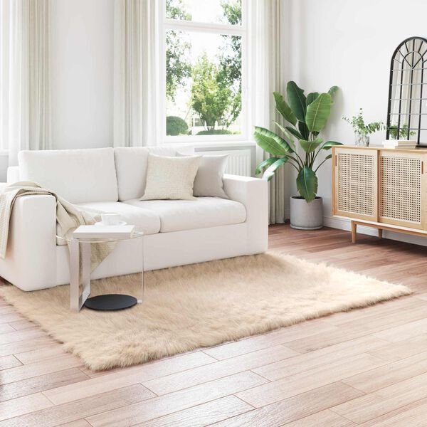 vidaXL Faux Lambanaha Vaip Tafalla Beež 120 x 170 cm Pol&uuml;ester