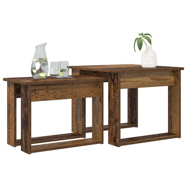 vidaXL Kohvilauda komplekt 2 pcs Vana puit Tehispuit