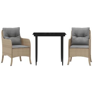 vidaXL 5-osaline aiam&ouml;&ouml;bli komplekt patjadega, beež, pol&uuml;rotang