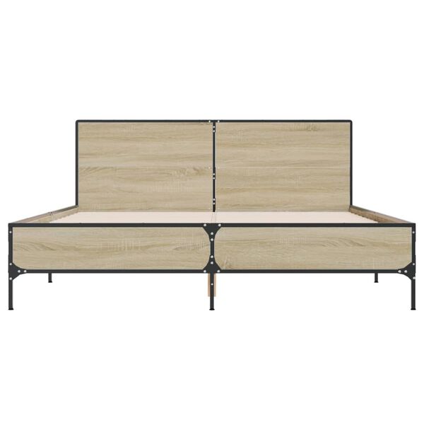 vidaXL voodiraam, Sonoma tamm, 150x200 cm, tehispuit ja metall