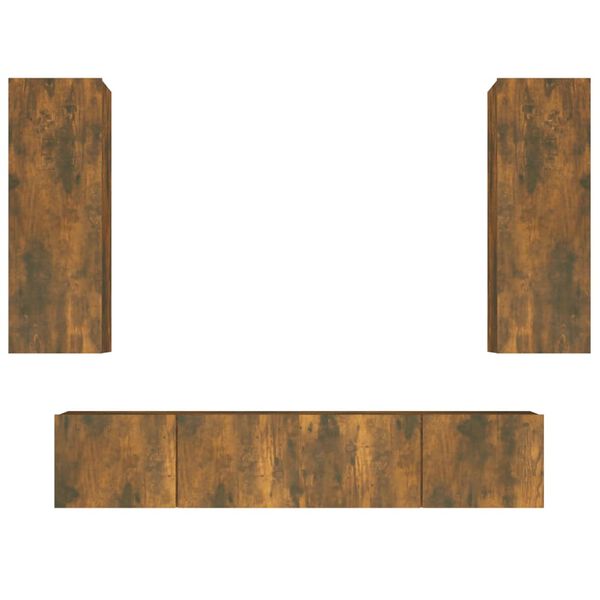 vidaXL 4-osaline telerikappide komplekt, suitsutatud tamm, tehispuit