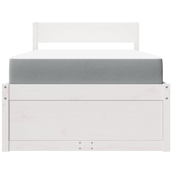 vidaXL voodi sahtlite ja madratsiga, valge, 100x200 cm, m&auml;nnipuit