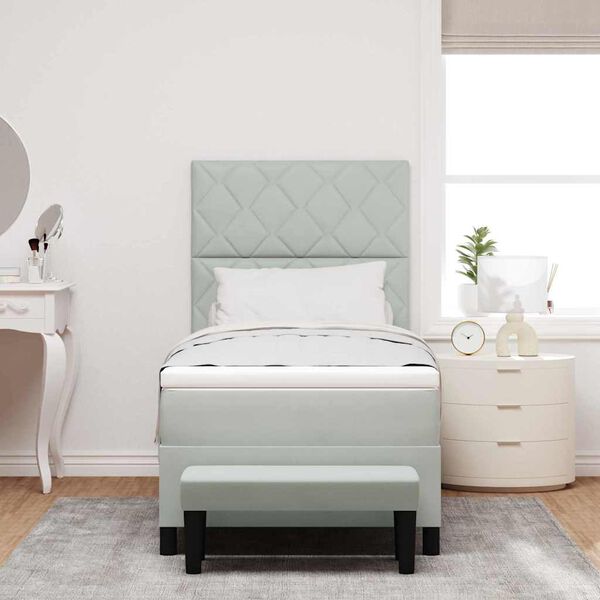 vidaXL Karbi vedrumadrats madratsiga peaga Helehall 90 x 190 cm Samet