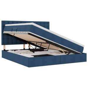 vidaXL Voodi hoiukohaga ja madratsiga Sinine 180 x 200 cm Pol&uuml;ester