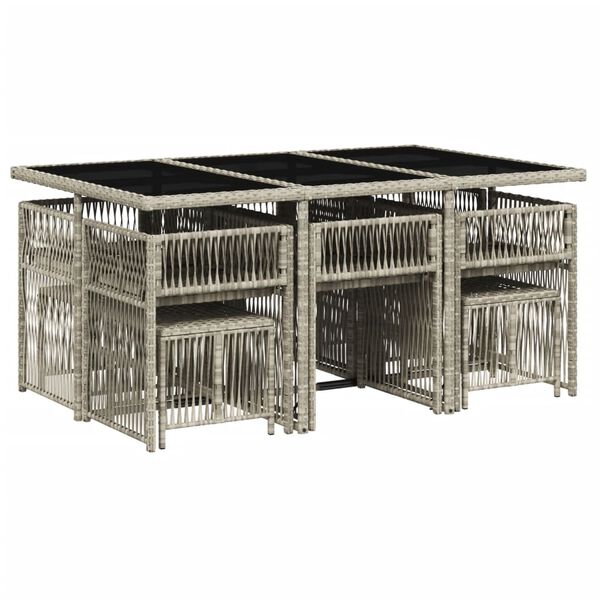 vidaXL 11-osaline aia s&ouml;&ouml;gim&ouml;&ouml;bli komplekt patjadega, hall, pol&uuml;rotang