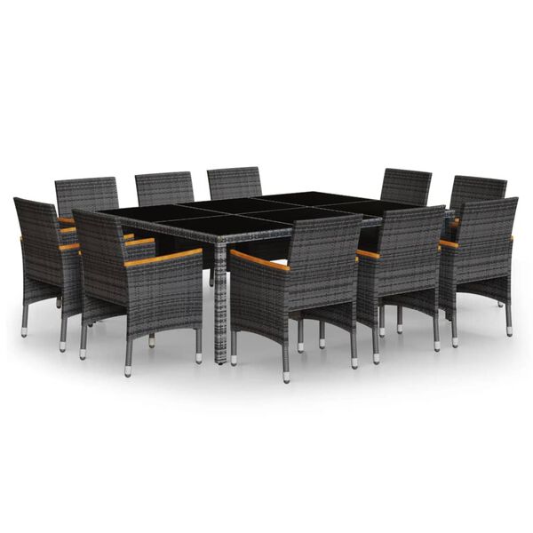 vidaXL 11-osaline aiamööbli komplekt, polürotang, hall