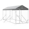 vidaXL katusega koeraaedik, h&otilde;bedane, 2x6x2,5 m, tsingitud teras