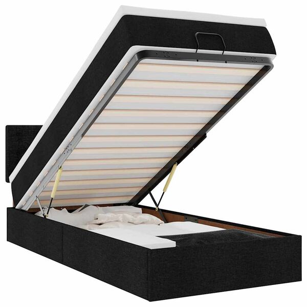 vidaXL Ottomani voodi madratsi ja LED, must, 80x200cm, kangas