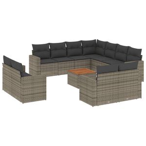 vidaXL 12-osaline aiadiivani komplekt patjadega, hall, pol&uuml;rotang