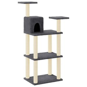 vidaXL kassimaja sisalk&ouml;itega kraapimispuudega, tumehall, 118,5 cm