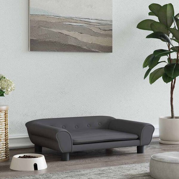 vidaXL koeravoodi, tumehall, 70 x 48 x 22 cm, samet