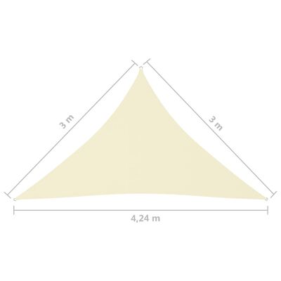 vidaXL oxford-kangast päikesepuri, kolmnurk, 3 x 3 x 4,24 m, kreemjas