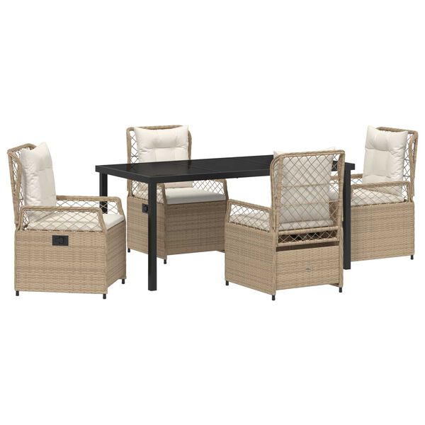 vidaXL Aia s&ouml;&ouml;gilaudade komplekt 5 pcs Bež ja koorevalge pol&uuml;rotang