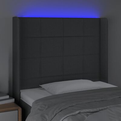 vidaXL LED-voodipeats, tumehall, 93x16x118/128 cm, kangas