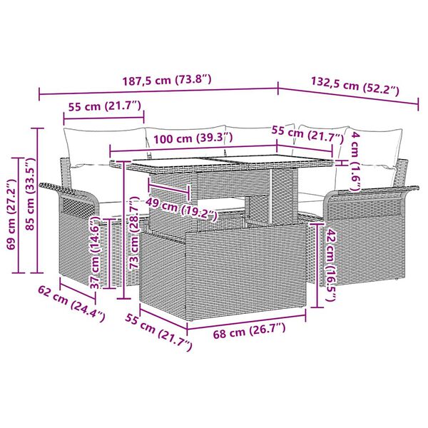 vidaXL Aia Diivanikomplekt padjaga 5 pcs Beež Pol&uuml;rooster