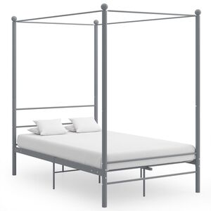 vidaXL baldahhiiniga voodiraam, hall, metall, 120 x 200 cm