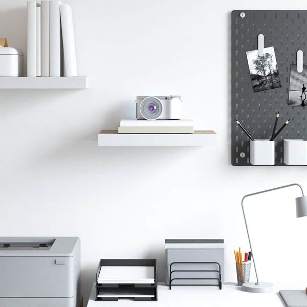 vidaXL seinariiul, tamm ja valge, 40 x 23 x 3,8 cm MDF