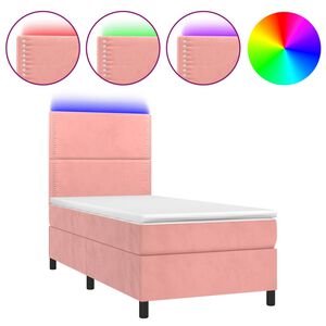 vidaXL kontinentaalvoodi madrats, LED, roosa, 80x200 cm, samet