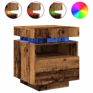 vidaXL &ouml;&ouml;kapp LED-valgustitega Vana puit 40x39x48,5 cm