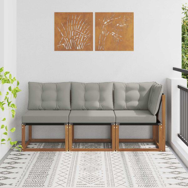 vidaXL Aed ja nurga diivan padjaga 3 T&uuml;kk Neutraalne