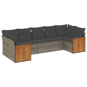 vidaXL 7-osaline aiadiivani komplekt patjadega, hall, pol&uuml;rotang