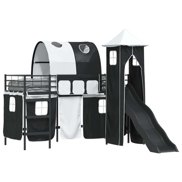 vidaXL Laste Lofti Voodi Raam Must 99,5 x 190 cm Metall