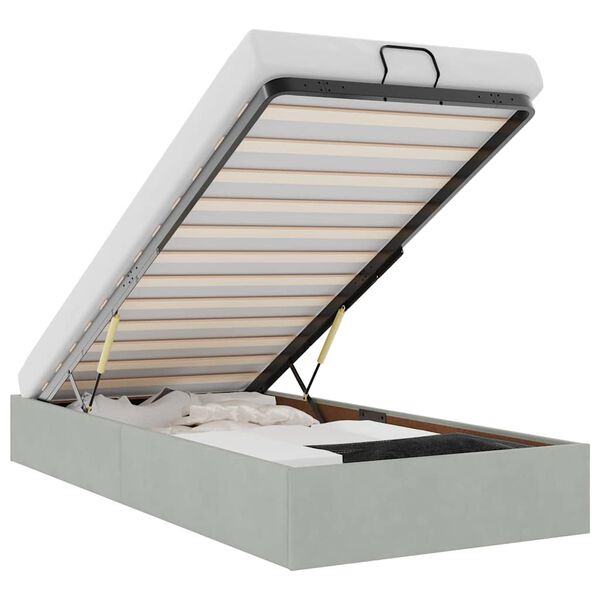 vidaXL Ottomani voodiraam ilma madratsita, helehall, 90x200 cm, samet