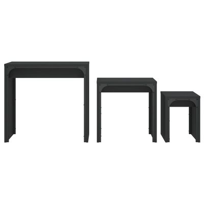 vidaXL üksteise alla mahtuvad lauad 3 tk, must, tehispuit