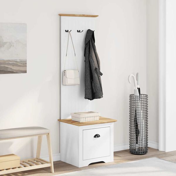 vidaXL Esikukapp konksudega BODO valge ja pruun 50x40x157 cm