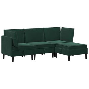 vidaXL Elutoa m&ouml;&ouml;bliseade padjaga 4 pcs Tumeroheline Samet