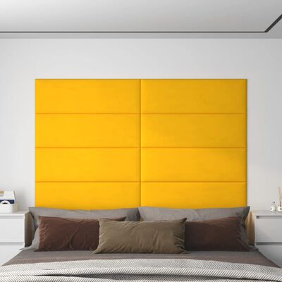 vidaXL seinapaneelid 12 tk, kollane, 90 x 30 cm, samet, 3,24 m²