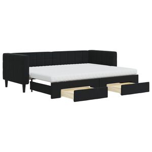 vidaXL diivanvoodi v&auml;ljat&otilde;mmatava osaga, must, 80x200 cm, samet