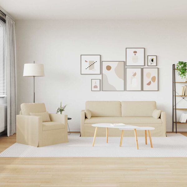 vidaXL Diivan 2 pcs cream 198 x 78 x 80 cm kangas