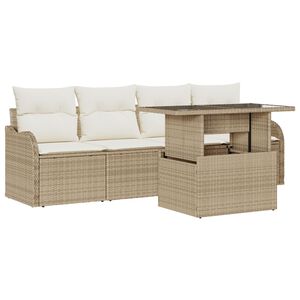 vidaXL Aia Diivanikomplekt padjaga padjaga 5 pcs Beež Pol&uuml; Rattan