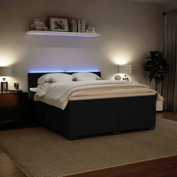 vidaXL kontinentaalvoodi madratsiga, must, 200x200 cm, samet