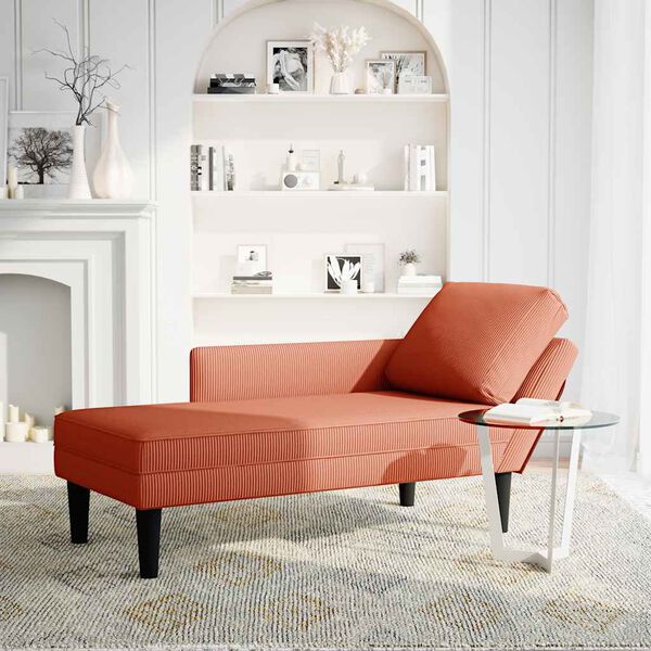 vidaXL Chaise Lounge padja punase oranži velvetist kangaga